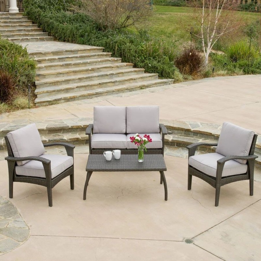 Outdoor Lounge Furniture * | Gdfstudio Gdf Studio Voyage Outdoor 4Piece Sofa Set, Gray