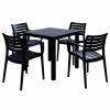 Outdoor Dining Furniture * | Compamia Artemis Resin Square Dining Set With 4 Arm Chairs, Black