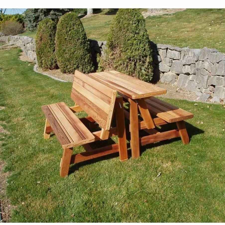 Outdoor Dining Furniture * | Wood Country Convertible Table And Bench Set, Cedar Tone