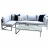 Outdoor Lounge Furniture * | Walker Edison 4-Piece All-Weather Patio Conversation Set, Gray