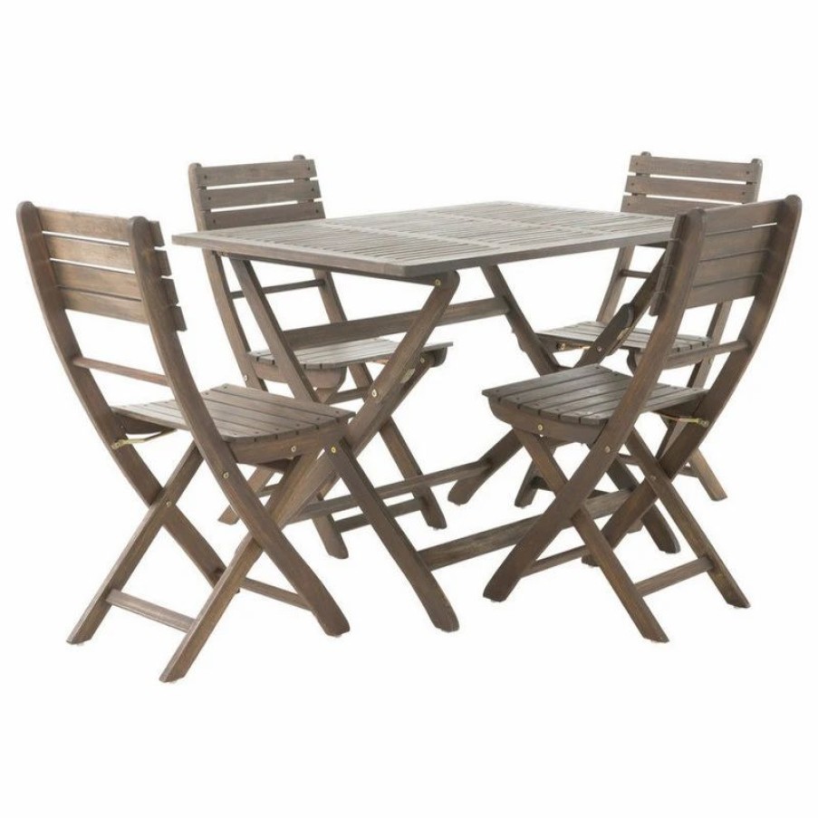 Outdoor Dining Furniture * | Gdfstudio Gdf Studio Vicaro Outdoor Acacia Wood Foldable Dining Set