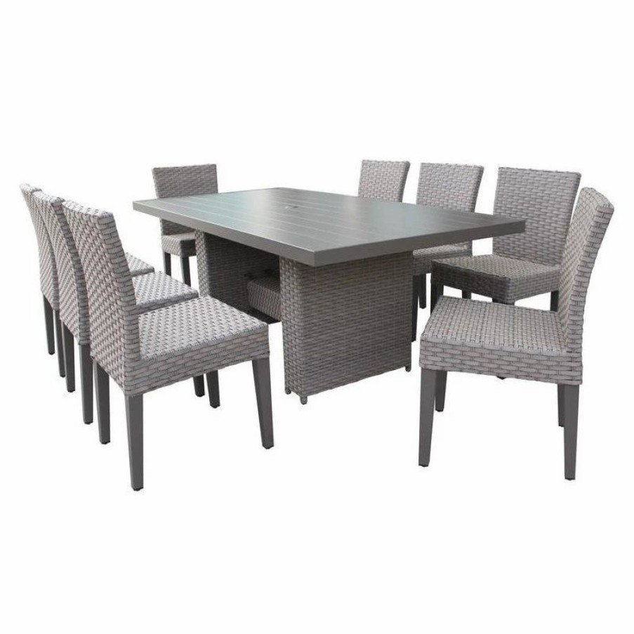 Outdoor Dining Furniture * | Tkclassics Monterey Rectangular Outdoor Patio Dining Table With 8 Armless Chairs