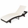 Outdoor Chairs * | Costway Adjustable Pool Lounge Chair Outdoor Furniture Pe Wicker W/Cushion