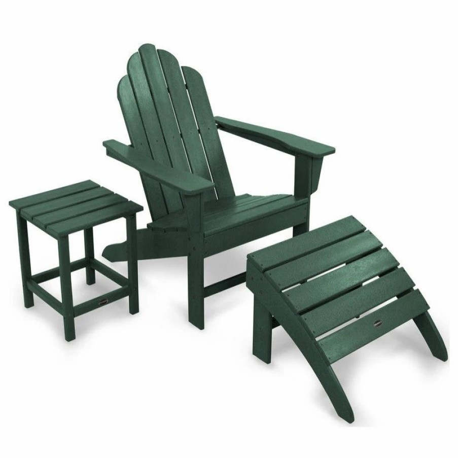 Outdoor Lounge Furniture * | Polywood Long Island Adirondack 3-Piece Set, Green