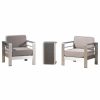 Outdoor Lounge Furniture * | Gdfstudio Gdf Studio Coral Bay Outdoor Aluminum Club Chairs With Side Table, Gray