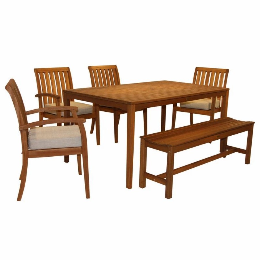 Outdoor Dining Furniture * | Outdoor Interiors Caligari 6-Piece Eucalyptus Dining Set