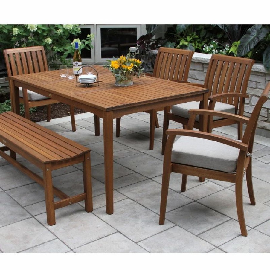 Outdoor Dining Furniture * | Outdoor Interiors Caligari 6-Piece Eucalyptus Dining Set