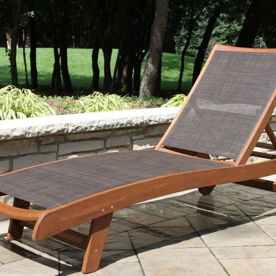 Outdoor Chairs * | Outdoor Interiors 2 Person Eucalyptus Lounge Chaise Set