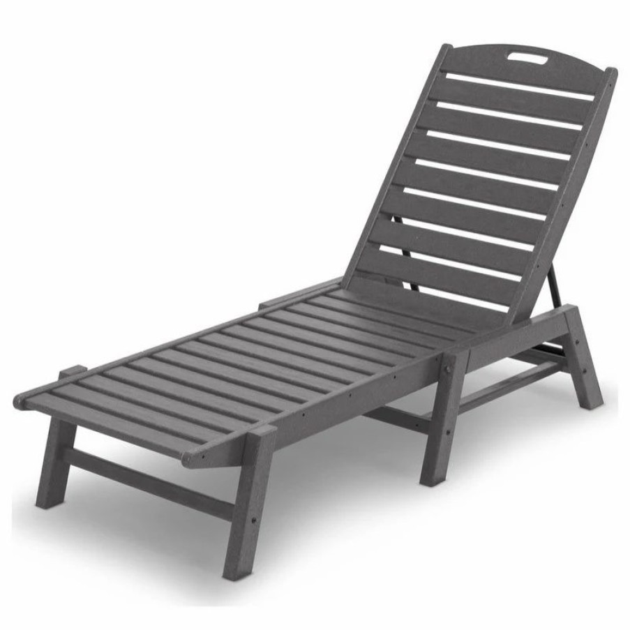 Outdoor Chairs * | Polywood Nautical Chaise, Slate Gray