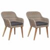 Outdoor Chairs * | Vida Xl International B.V. Vidaxl 2X Patio Chairs With Cushions Poly Rattan Brown Garden Dining Chair