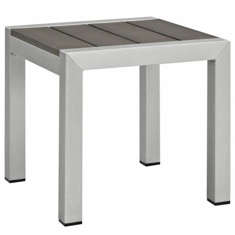 Outdoor Lounge Furniture * | Lexmod Shore 3-Piece Outdoor Aluminum Set, Silver Gray