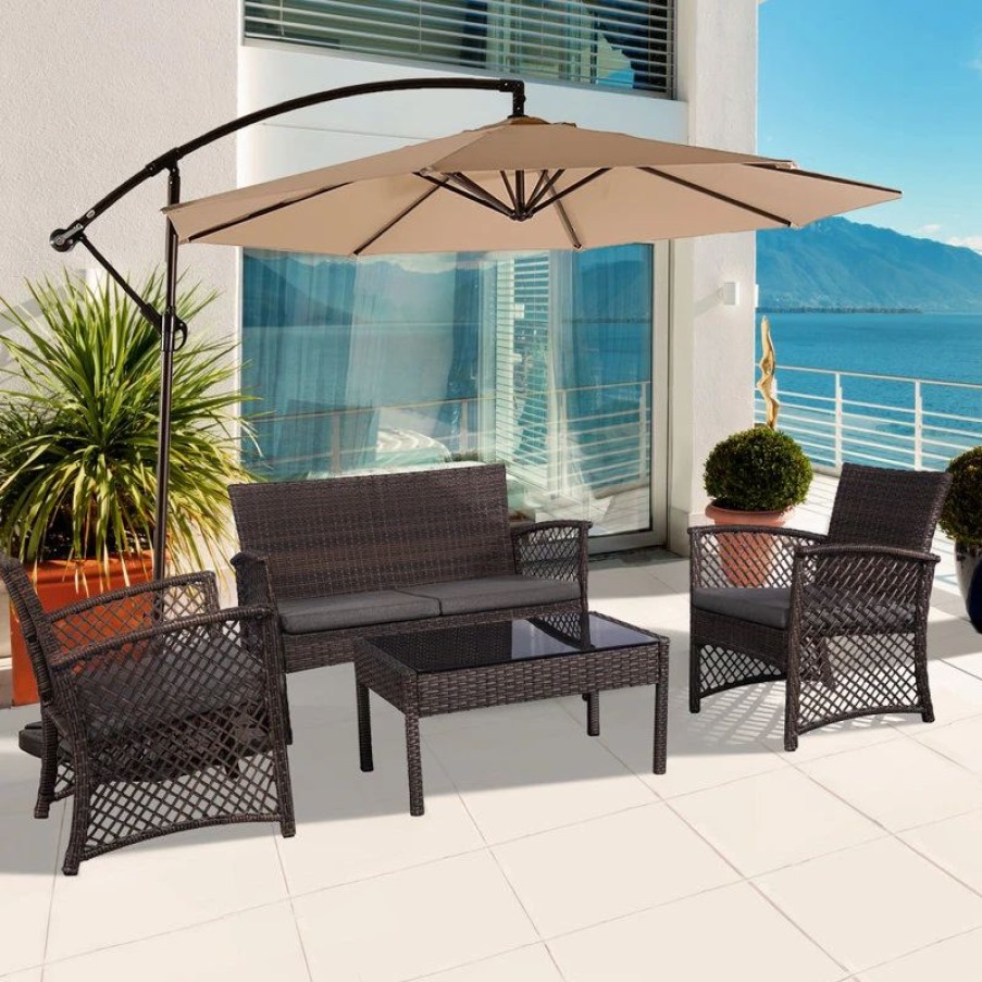 Outdoor Lounge Furniture * | Westintrends 4-Piece Outdoor Patio Conversation Set, Coffee/Gray