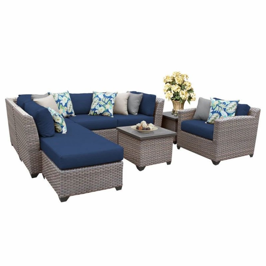 Outdoor Lounge Furniture * | Tkclassics Florence 8 Piece Outdoor Wicker Furniture Set 08G