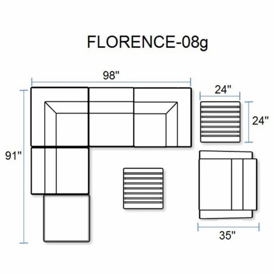 Outdoor Lounge Furniture * | Tkclassics Florence 8 Piece Outdoor Wicker Furniture Set 08G