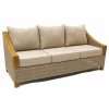 Outdoor Lounge Furniture * | Outdoor Interiors Ash Wicker And Teak Sofa With Sunbrella Fabrics