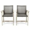 Outdoor Chairs * | Gdfstudio Eartha Outdoor Acacia Wood And Wicker Dining Chair, Set Of 2