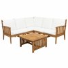 Outdoor Lounge Furniture * | Gdfstudio Maud Outdoor 5 Seater Acacia Wood Sofa Sectional Set, Brown Patina, White