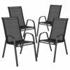 Outdoor Chairs * | Flash Furniture Brazos Series Black Outdoor Metal Frame Stack Chair (Set Of 4)