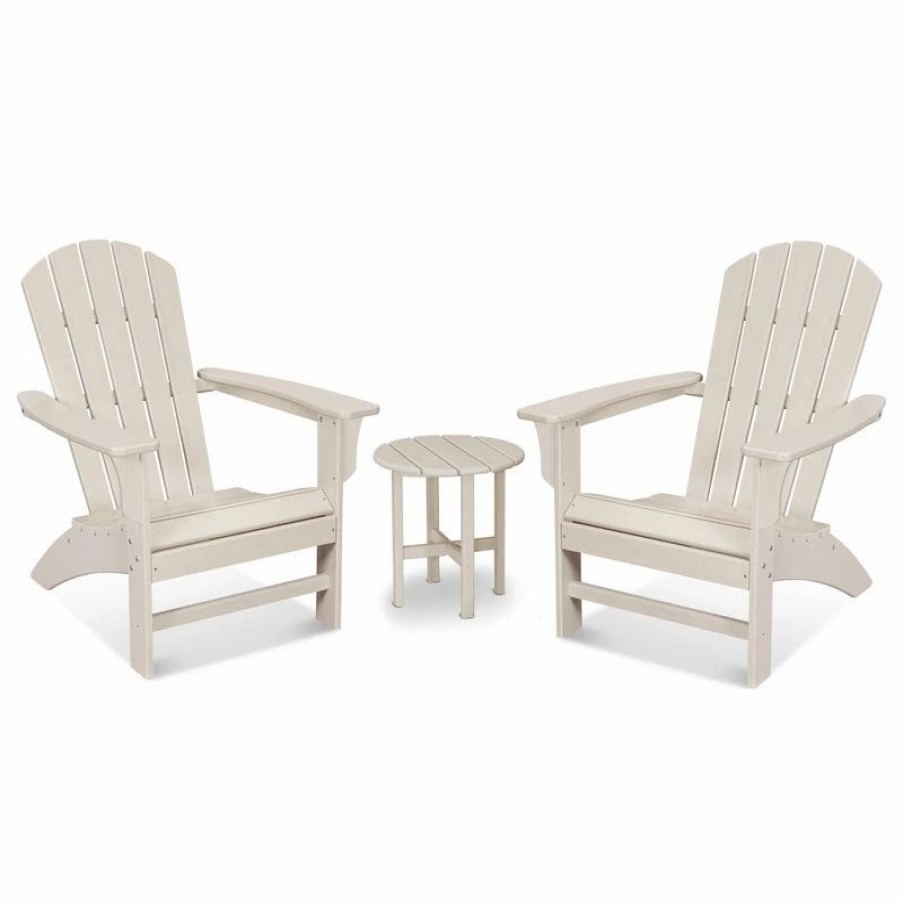 Outdoor Lounge Furniture * | Polywood Trex Outdoor Yacht Club 3-Piece Adirondack Set, Sand Castle