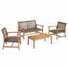 Outdoor Lounge Furniture * | Gdfstudio Spring Spender Outdoor 4-Piece Wood, Wicker Chat Set, Mixed Mocha, Natural