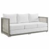 Outdoor Lounge Furniture * | Modway Aura Outdoor Patio Wicker Rattan Sofa, White