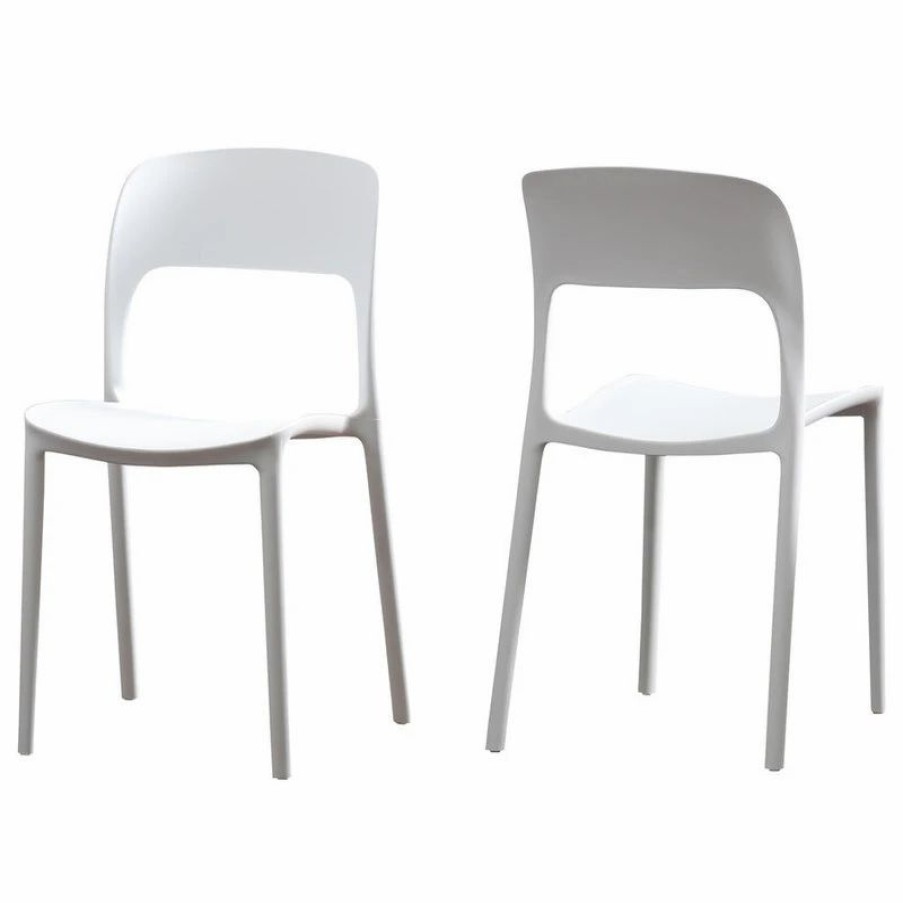 Outdoor Chairs * | Gdfstudio Gdf Studio Dean Outdoor Plastic Chairs, Set Of 2, White