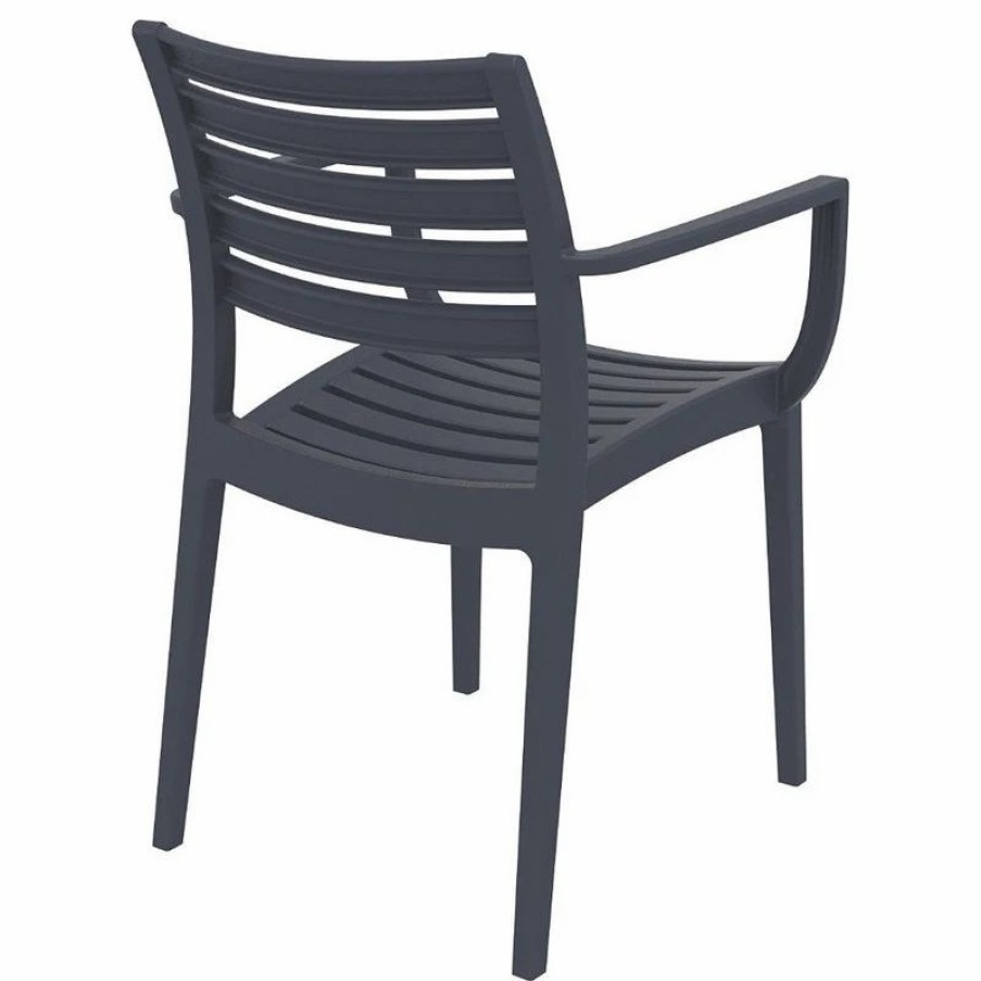 Outdoor Chairs * | Compamia Siesta Artemis Outdoor Set Of 2 Dining Arm Chair Dark Gray Isp011-Dgr