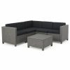 Outdoor Lounge Furniture * | Gdfstudio Gdf Studio Valona Outdoor Wicker V Shaped Sectional Sofa Set, Dark Gray