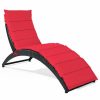 Outdoor Chairs * | Costway Folding Patio Rattan Lounge Chair Chaise Cushioned Garden Lawn Red