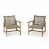 Outdoor Lounge Furniture * | Gdfstudio Gdf Studio Savannah Outdoor Acacia Wood Frame Wicker Club Chairs, Set Of 2