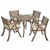 Outdoor Dining Furniture * | Gdfstudio Deandra Outdoor 5-Piece Wood Dining With Cushions Set, Gray Finish/Creme