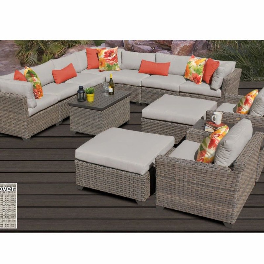 Outdoor Lounge Furniture * | Tkclassics Monterey 13 Piece Outdoor Wicker Patio Furniture Set 13A, Ash