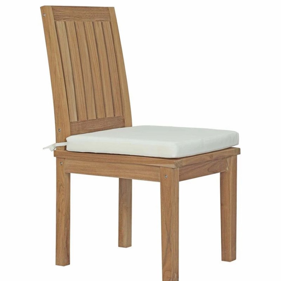 Outdoor Chairs * | Lexmod Marina Outdoor Premium Grade A Teak Wood Dining Chair, Natural White