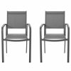 Outdoor Chairs * | Gdfstudio Angelo Outdoor Modern Dining Chair With Mesh Seat, Set Of 2, Gun Metal Gray