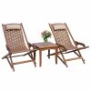 Outdoor Lounge Furniture * | Outdoor Interiors 3-Piece Eucalyptus Folding Swing Lounger Set With Square Accent Table