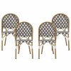 Outdoor Chairs * | Gdfstudio Bronson Outdoor French Bistro Chair, Set Of 4, Black/White/Bamboo Print Finish