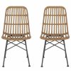 Outdoor Chairs * | Gdfstudio Yilia Outdoor Wicker Dining Chairs, Set Of 2, Light Brown, Black