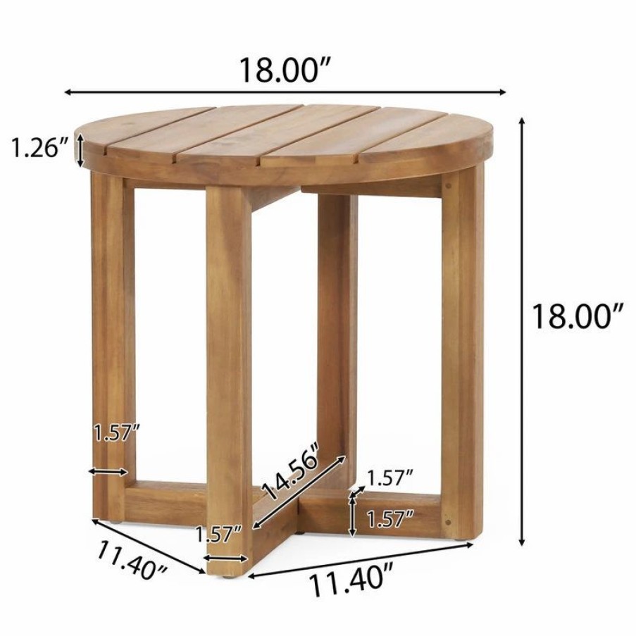 Outdoor Lounge Furniture * | Gdfstudio Hobbs Outdoor Acacia Wood Circular Side Table, Teak