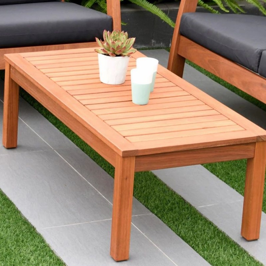 Outdoor Lounge Furniture * | Amazonia Murano 4-Piece Patio Seating Set With Black Cushions | Eucalyptus Wood,