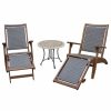 Outdoor Lounge Furniture * | Outdoor Interiors 3-Piece Eucalyptus And Wicker Set With Ottoman And Marble Accent Table