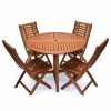 Outdoor Dining Furniture * | Outdoor Interiors 5-Piece 43 Round Eucalyptus Folding Dining Set