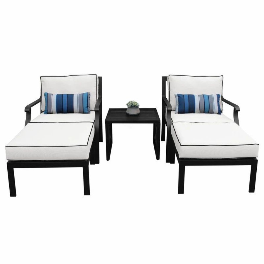 Outdoor Lounge Furniture * | Tkclassics Kathy Ireland Madison Ave. 5 Piece Aluminum Patio Furniture Set 05B, Snow