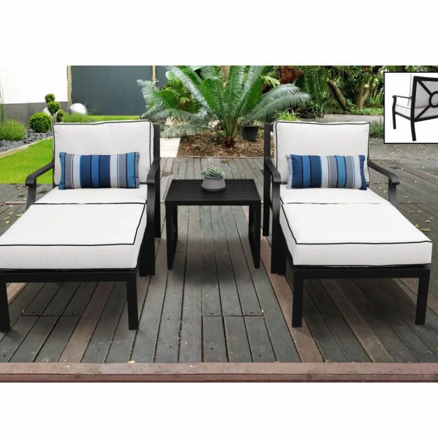 Outdoor Lounge Furniture * | Tkclassics Kathy Ireland Madison Ave. 5 Piece Aluminum Patio Furniture Set 05B, Snow