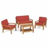 Outdoor Lounge Furniture * | Gdfstudio Gdf Studio 4-Piece Parma Outdoor Wood Chat Set, Red