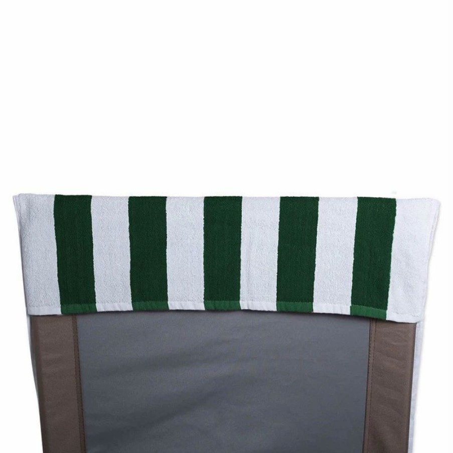 Outdoor Chairs * | Design Imports Hunter Green Stripe Lounge Chair Beach Towel With Top Fitted Pocket 26X82