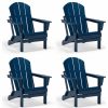 Outdoor Lounge Furniture * | Westin Trends Westintrends 4Pcs Outdoor Patio Furniture Folding Adirondack Chairs, Navy Blue