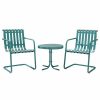 Outdoor Lounge Furniture * | Crosley Gracie 3-Piece Metal Outdoor Conversation Seating Set, Caribbean Blue