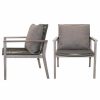 Outdoor Lounge Furniture * | Outdoor Interiors Rope And Gray Wash Eucalyptus Lounge Chair With Olefin Pillow, Set Of 2