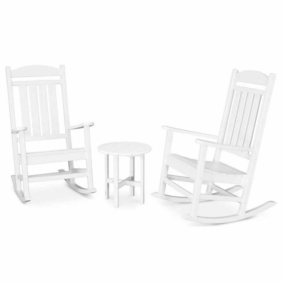 Outdoor Lounge Furniture * | Polywood Presidential 3-Piece Rocker Set, White