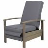 Outdoor Lounge Furniture * | Gdfstudio Mary Outdoor Acacia Wood Recliner With Cushion, Sandblast Gray Finish/Dark Gray